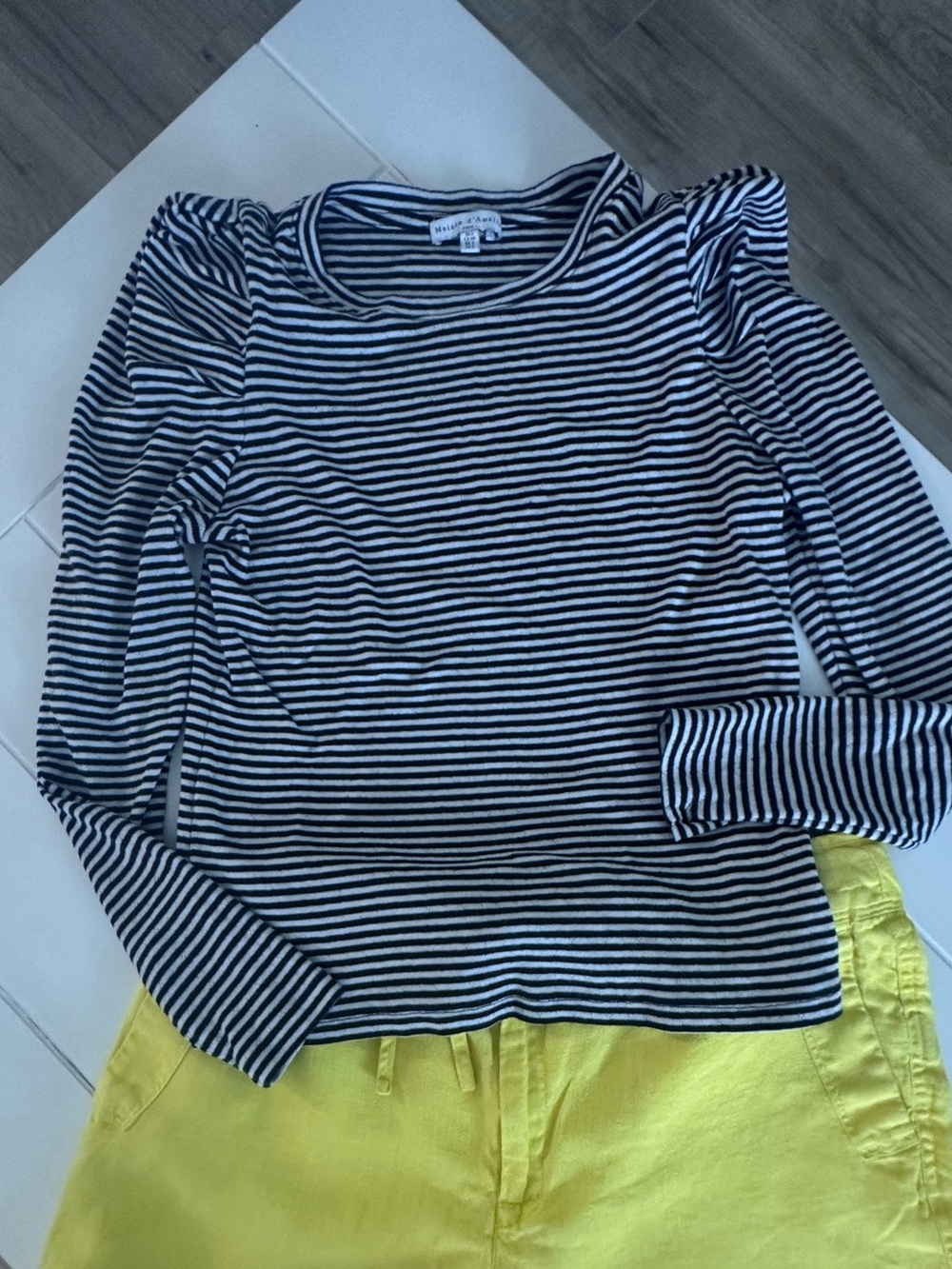 Wonder Nation Girls Black & White Striped Long Sleeve Tee